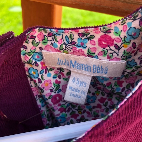 Girl’s 5T JoJo Maman Bebe purple plum and floral corduroy spring dress NWT - Picture 9 of 13